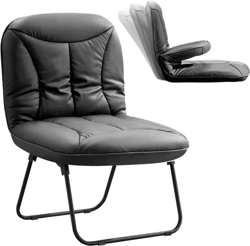 Miniatura 10 de Furniliving Silla plegable 3 en 1 para leer, descansar y jugar, silla de campamento portátil con marco de metal, cómoda silla de lectura