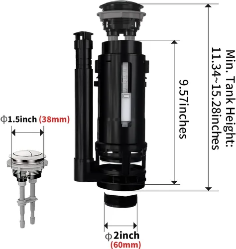 Miniatura 3 de R&T Kit de repuesto para lavabos de inodoro, válvula de llenado de inodoro y válvula de descarga doble de 2 pulgadas