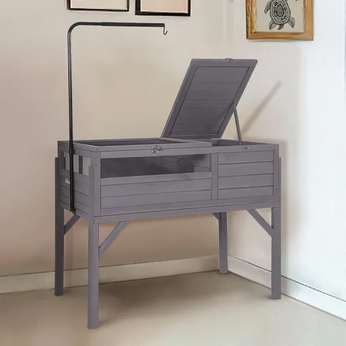 Miniatura 8 de GUTINNEEN Jaula de tortuga grande con marco de soporte ligero, casa de tortuga interior, caja de tortugas al aire libre para animales pequeños