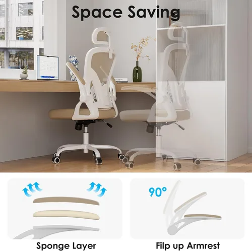 Miniatura 7 de Farini Silla ergonómica de oficina, silla de escritorio para oficina en casa con reposacabezas, silla de computadora de respaldo alto