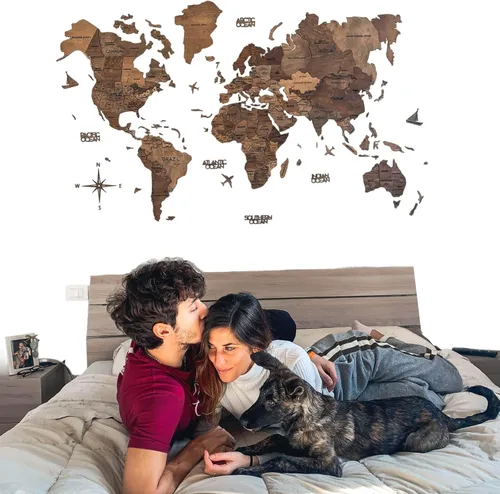 Miniatura 12 de Enjoy The Wood Mapa del mundo de madera 3D, arte para pared, decoración de pared de madera grande, idea de regalo de inauguración de la casa, idea