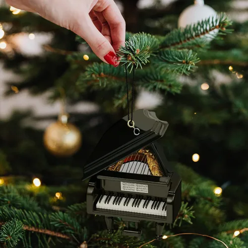 Miniatura 6 de Adorno para Navidad de instrumento musical Instrumento de madera pintado a mano con teclado y tapa de cierre, regalo de Navidad para pianista