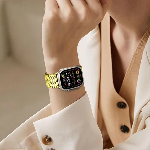 Miniatura 6 de Correas compatibles con Apple Watch Band de 1.654 pulgadas (Serie 10) 1.614 pulgadas, 1.575 pulgadas, 1.496 pulgadas, malla milanesa de acero