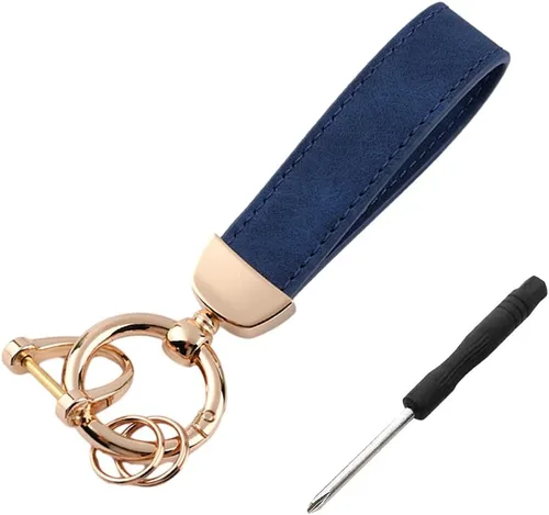 Miniatura 7 de Kewucn Llavero de Cuero Genuino para Automóvil, Portallaves Universal de Metal Resistente para Automóvil con Anillo en D Antipérdida para Hombres