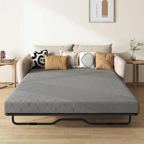 Miniatura 12 de Colchón para sofá cama de 4 pulgadas, repuesto de espuma viscoelástica de gel con funda de patrón geométrico transpirable lavable, soporte