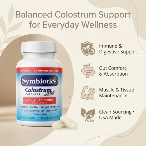 Miniatura 4 de Symbiotics Calostro 60 cápsulas vegetales - Apoyo inmunológico - Suplemento de lactoferrina y proteína de calostro con inmunoglobulina - 25%