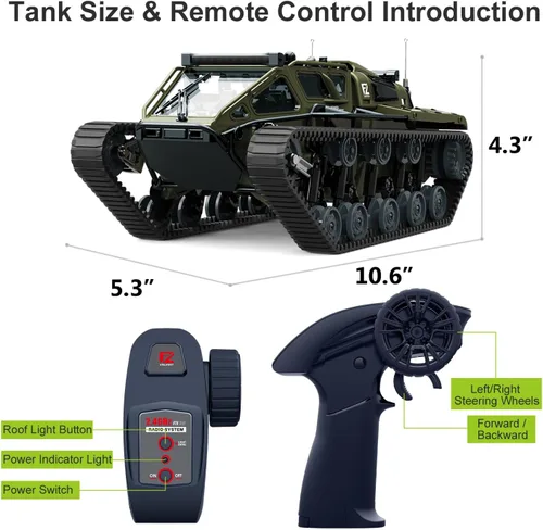 Miniatura 4 de Camión militar de tanque RC todo terreno para niños, vehículo militar de control remoto totalmente proporcional de 2.4G con 2 baterías, Rock Crawler