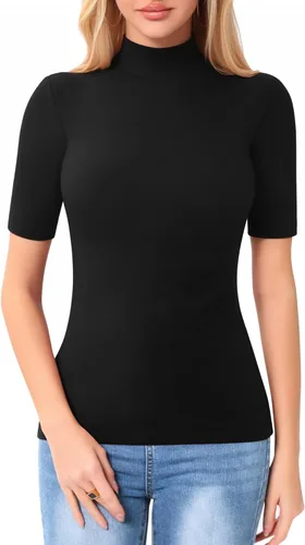 Miniatura 2 de MANGOPOP Camiseta de manga 34 con cuello alto falso para mujer
