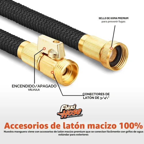 Miniatura 6 de Flexi Hose manguera de jardín expandible con boquilla de 8 funciones, 25 pies - manguera de jardín retráctil ligera, manguera de agua - flexibilidad