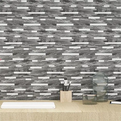 Miniatura 13 de KASARO - Azulejos de 1 hoja para pelar y pegar para salpicaduras de cocina, mármol beige con rayas doradas antiguas, azulejo autoadhesivo