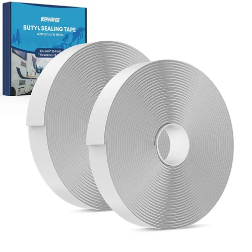 Miniatura 7 de Kohree Cinta de butilo blanca, 1 paquete, 1/8 pulgadas x 3/4 pulgadas x 30 pies, cinta selladora de butilo para caravana, cinta selladora de goma a