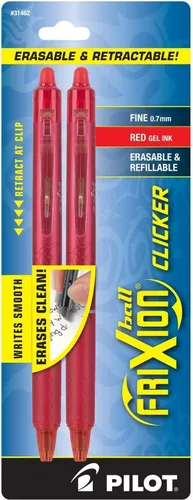 Lapicera en gel borrable retráctil con botón Pilot FriXion, Rojo 2 - unidades Tinta roja