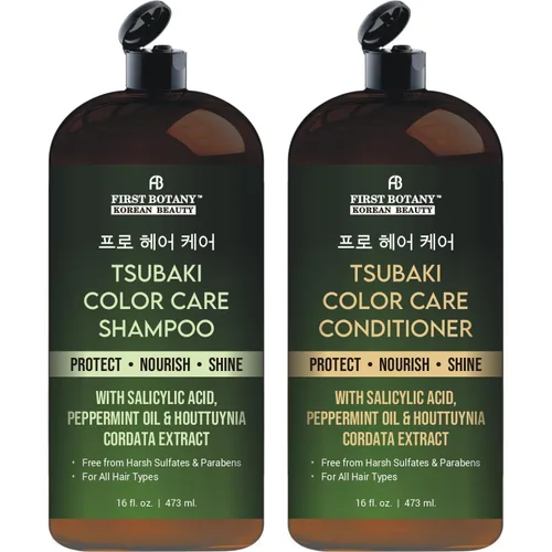 Juego de champú y acondicionador Color Care – Protege el color, nutre y añade brillo – Con tsubaki, quercetina, pantenol y bioflavonoides – Sin