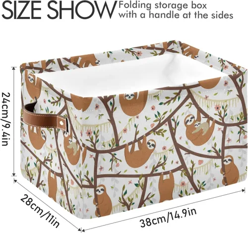 Miniatura 3 de Moudou Cesta de almacenamiento de perezosos cuadrada plegable para ropa sucia, juguetes con asas para dormitorio, armario, guardería, dormitorio