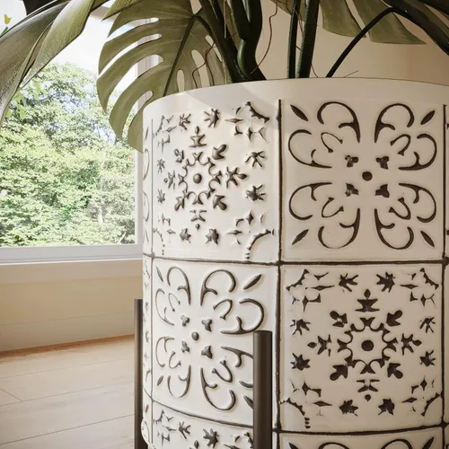 Miniatura 5 de EverNest Tristan - Maceta neutra de diseño bohemio blanco y negro con soporte Ambrose, macetas SelectBase para plantas