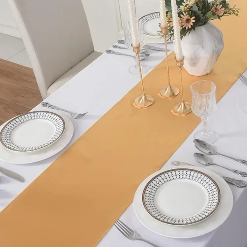 Miniatura 3 de Paquete de 6 caminos de mesa de satén, 12 x 108 pulgadas para fiestas, bodas, cumpleaños, banquetes, compromisos de graduación, Navidad, decoración