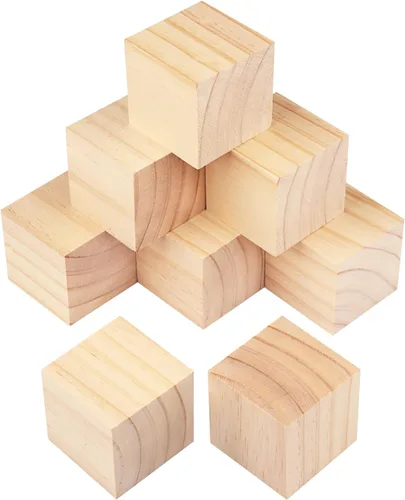 8 paquetes de bloques de madera para manualidades, cubos de madera de pino de 3.15 pulgadas, cubos de madera de 8 x 8 x 8 cm para pintar, estampar,