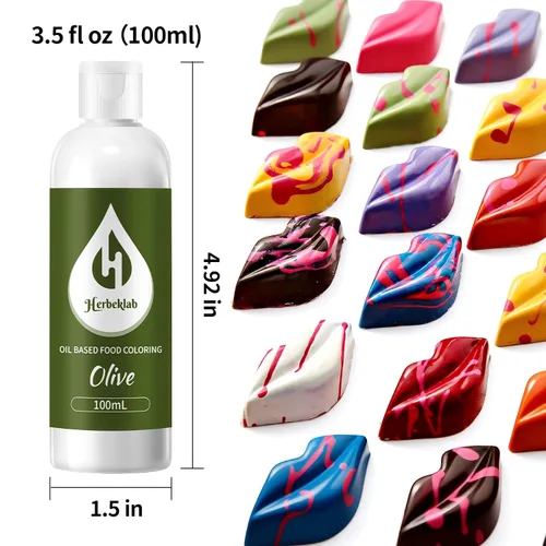 Miniatura 2 de Colorante alimentario a base de aceite de oliva para chocolate, 3.4 fl oz, aceite concentrado profesional, colorante alimentario para derretir