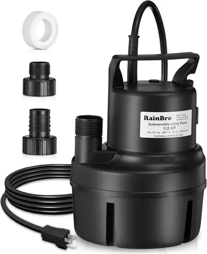 Miniatura 10 de Bomba de sumidero sumergible, bomba de agua con manguera de agua de 25 pies, bomba de utilidad portátil, bomba de transferencia de agua con cable