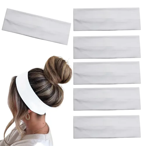 Miniatura 14 de 6 Piezas Diademas Negras y Blancas para Mujeres Cabello Diadema de Algodón Antideslizante Elástica Extensible Soporte Envolvente Elástico