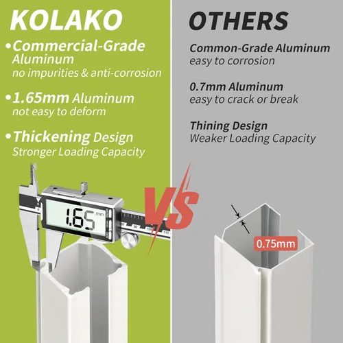 Miniatura 4 de KOLAKO Riel de cortina de techo, (3 pies a 9 pies) de aluminio para montaje en pared, sistema de riel de cortina resistente, divisor de habitación