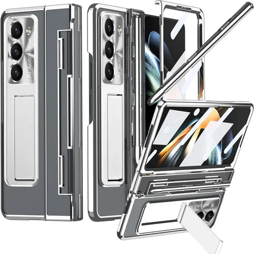 Miniatura 11 de NINKI Funda compatible con Samsung Galaxy Z Fold 5 5G con S Pen y protección de bisagra, cubierta transparente chapada de lujo transparente con Negro