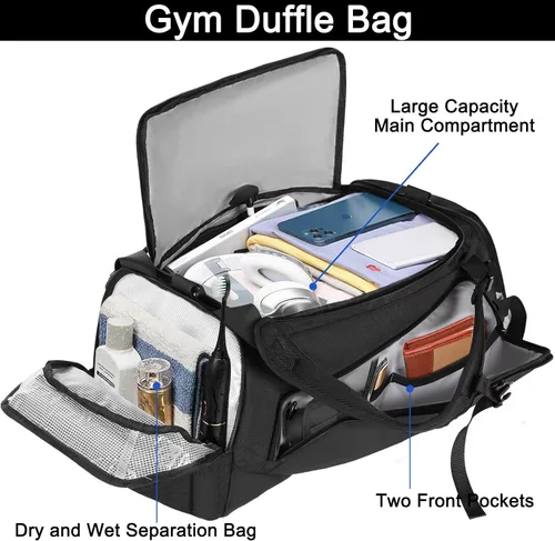 Miniatura 2 de BUNPOL Bolsa de gimnasio para mujeres y hombres Bolsa de viaje de 39 litros Mochila de fin de semana con compartimentos para humedad y zapatos