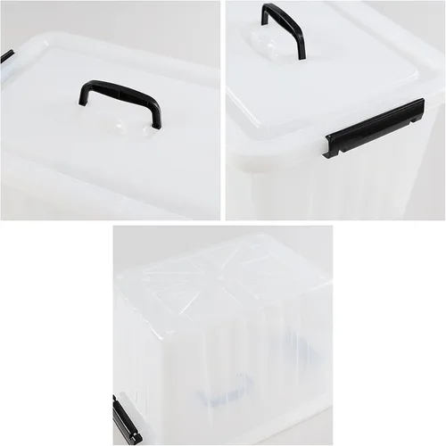 Miniatura 3 de Asking Caja de almacenamiento de plástico transparente de 18 L con asa, paquete de 4