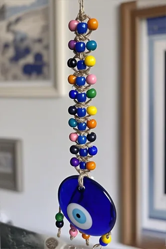 Talismán de cristal azul contra el mal de ojo con cuentas de colores, dije de buena suerte, hogar, oficina, decoración del automóvil, jardín, adorno