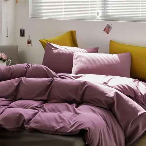 Miniatura 2 de Juego de edredón morado, tamaño matrimonial, color malva sólido, suave, moderno, color oscuro, transpirable, para mujeres y hombres, edredón lavanda