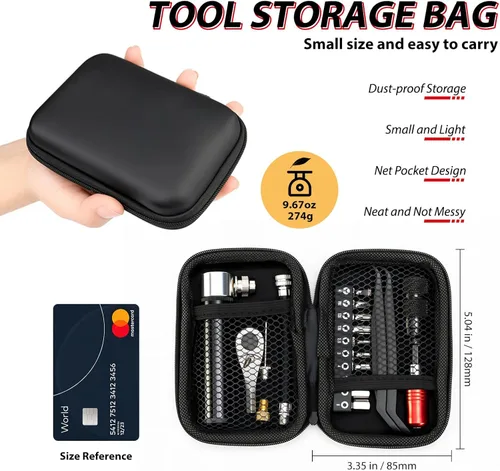 Miniatura 7 de Kit de herramientas de reparación de bicicletas con mini bomba y 10 puntas magnéticas, multiherramienta de aleación para bicicleta, MTB, ciclismo