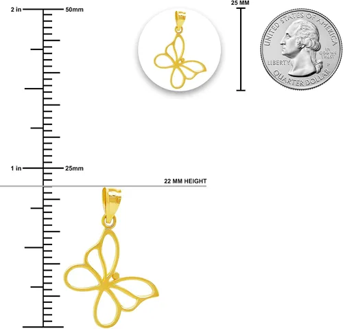 Miniatura 3 de Charm America - Gold Butterfly Charm - 10 Karat Solid Gold - Butterly Pendant Jewelry