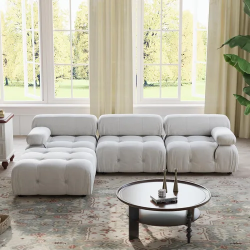 Miniatura 7 de WJShome Sofá modular modular de 103.95 pulgadas, sofá convertible de terciopelo de 3 plazas minimalista para sala de estar, sofá moderno y grande