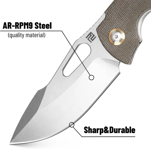 Miniatura 4 de ARTISANCUTLERY Xcellerator - Cuchillo plegable de bolsillo para hombre con agujero para el pulgar, hoja de acero AR-RPM9 de 3.86 pulgadas y mango