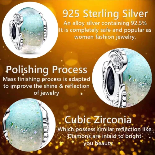 Miniatura 2 de Dijes de plata de ley 925 con circonita cúbica para mujer, pulseras y collares, Día de la Madre para mujer