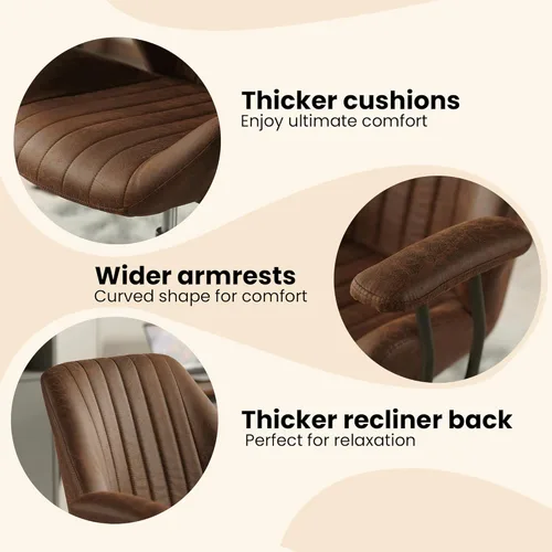 Miniatura 7 de Silla de escritorio de oficina en casa, silla de oficina moderna de mediados de siglo con soporte lumbar ajustable, silla ejecutiva de altura Marrón