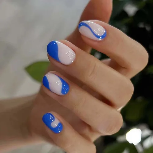 Miniatura 7 de RikView uñas postizas de punta francesa de longitud media, uñas negras adhesivas, uñas cuadradas naturales para mujeres