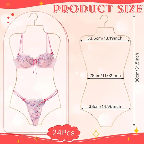 Miniatura 2 de Taiyin Colgador de bikini con forma de cuerpo Perchas de lencería de alambre para pantalla traje de baño traje de baño vestido deslizante Oro rosa