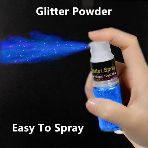 Miniatura 2 de Go Ho - Aerosol de purpurina para cabello y cuerpo, aerosol de purpurina en polvo seco azul para ropa, polvo de purpurina suelto para festivales
