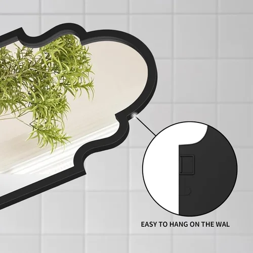 Miniatura 5 de Espejo de baño negro de 36 x 22 pulgadas, espejo de tocador de baño arqueado para pared con marco de metal, antioxidante, espejo decorativo de arco
