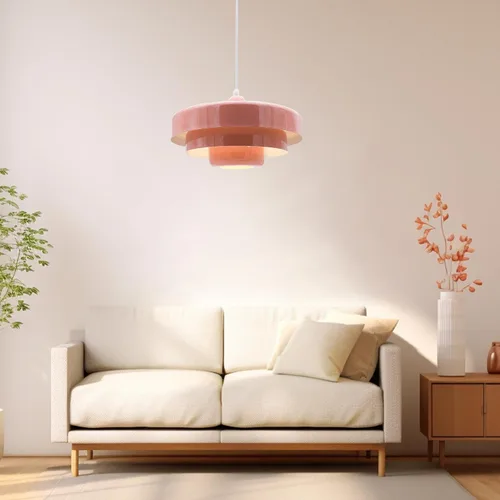 Miniatura 6 de Lámpara Colgante Rosa de Mediados de Siglo, Lámpara Colgante Nórdica, Accesorio de Iluminación Colgante, Luz de Techo Colgante con Diseño