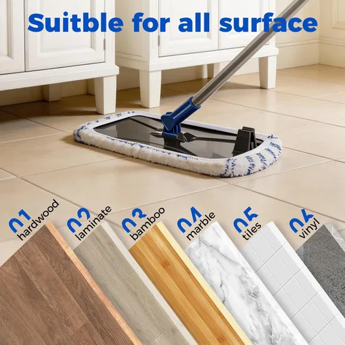 Miniatura 9 de Masthome Trapeador de microfibra extra grande para limpieza de pisos, trapeador plano de 16 pulgadas con 5 almohadillas para uso húmedo y seco, mopa