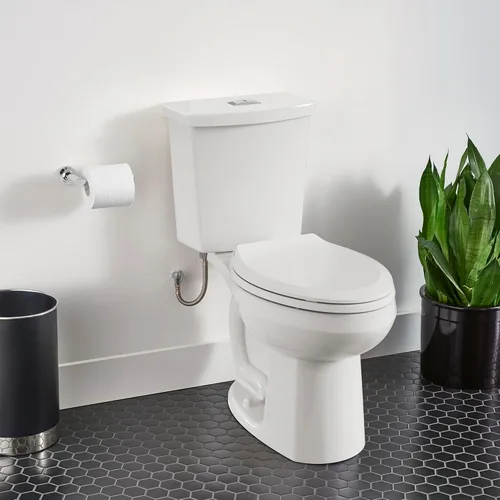 Miniatura 5 de American Standard 606AA002.020 H2Option Inodoro de dos piezas con asiento de inodoro y anillo de cera, frente alargado, altura de silla, descarga