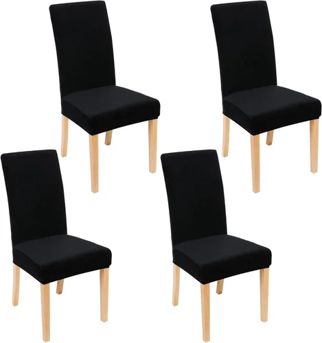Miniatura 37 de smiry - Fundas para sillas de comedor de terciopelo elástico y suave, extraíbles, Terciopelo, Beige