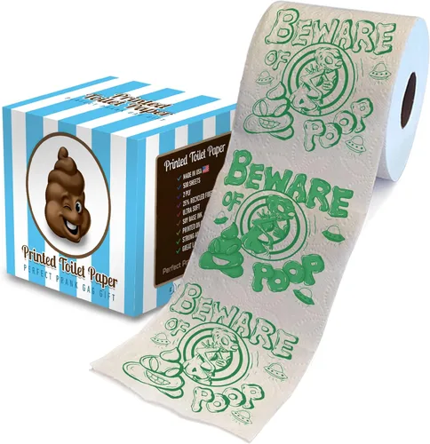 Printed TP Beware of Alien Poop - Papel higiénico impreso para broma, sorpresa, decoración de baño, regalo novedoso para hombres, mujeres, amigos,