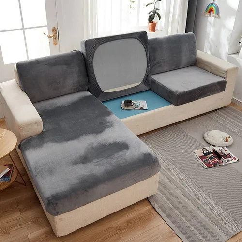 Miniatura 10 de Fundas de cojín de terciopelo elástico, funda de cojín suave para asiento de sofá, extraíble y lavable, protector de muebles para cojín de asiento