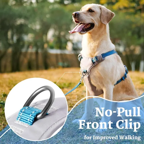Miniatura 5 de Huntboo Arnés para perro sin tirones, chaleco totalmente reflectante con 2 clips para correa, sin estrangulamiento, ajustable, transpirable