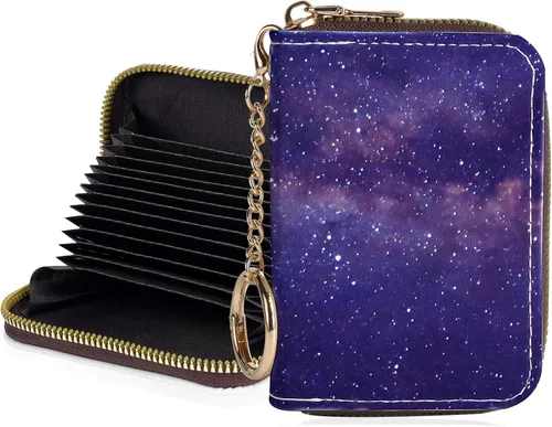 Miniatura 28 de Tarjetero de crédito para mujer, pequeña cartera RFID con cierre de llavero, bonita cartera de piel sintética, carteras para tarjetas de crédito