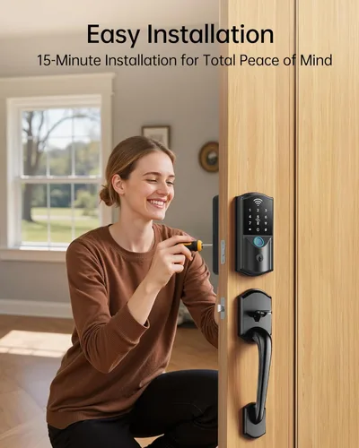 Miniatura 9 de Cerradura Inteligente WiFi para Puerta Principal – Cerrojo Electrónico de Entrada sin Llave Firstriver con Huella Dactilar Biométrica y Teclado