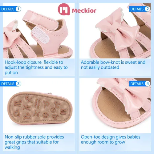 Miniatura 164 de Meckior Sandalias de verano con punta abierta y suave de piel sintética para bebés y niñas pequeñas